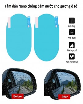 Bộ 2 Miếng dán chống nước gương chiếu hậu xe hơi , ô tô (hình oval màu xanh)